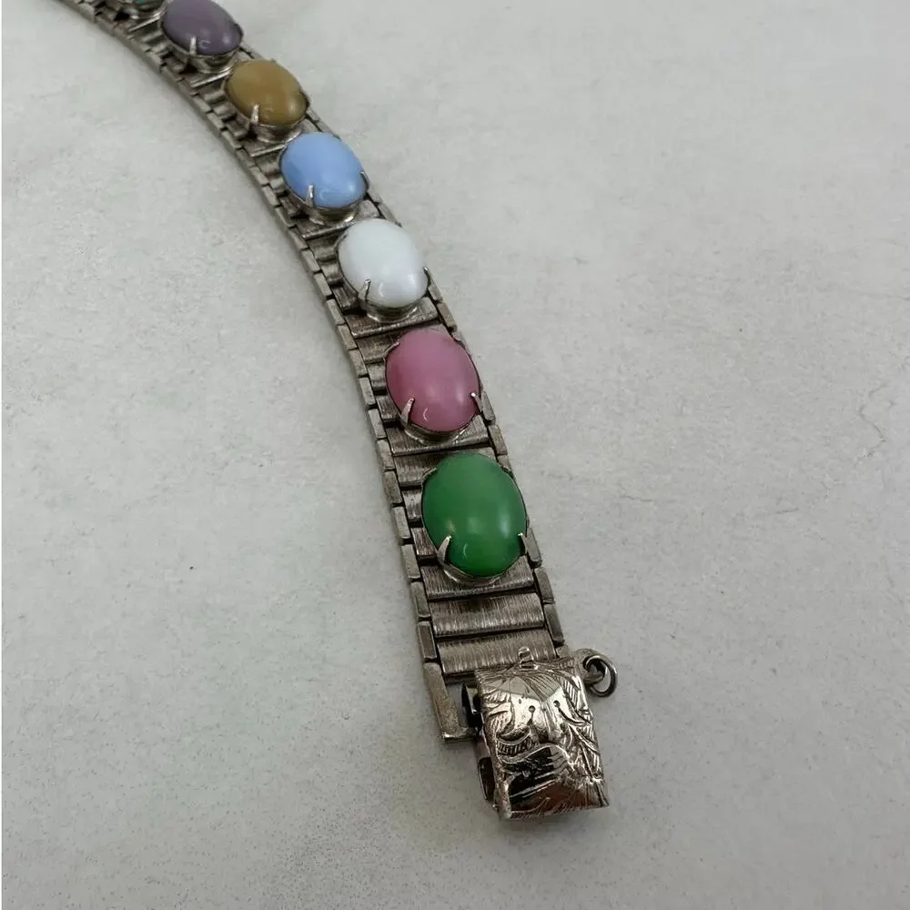 Vintage Sarah Coventry Bracelet with Multi Color Cabochons Preowned